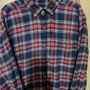 Vineyard Vines Navy and Pink Plaid Flannel Shirt XXL WORN ONCE